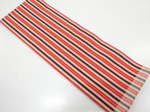 本場筑前博多　縞模様織り出し　単半幅帯